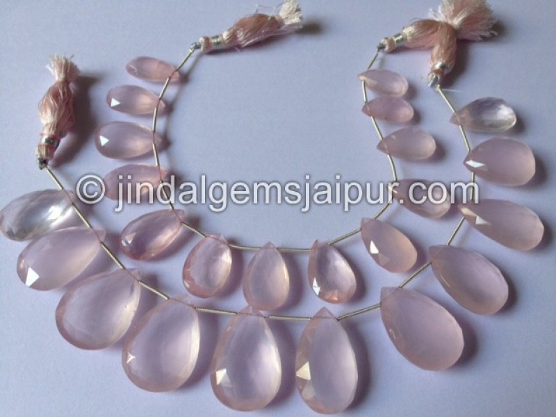 Rose Quartz Far Faceted Pear Shape Beads